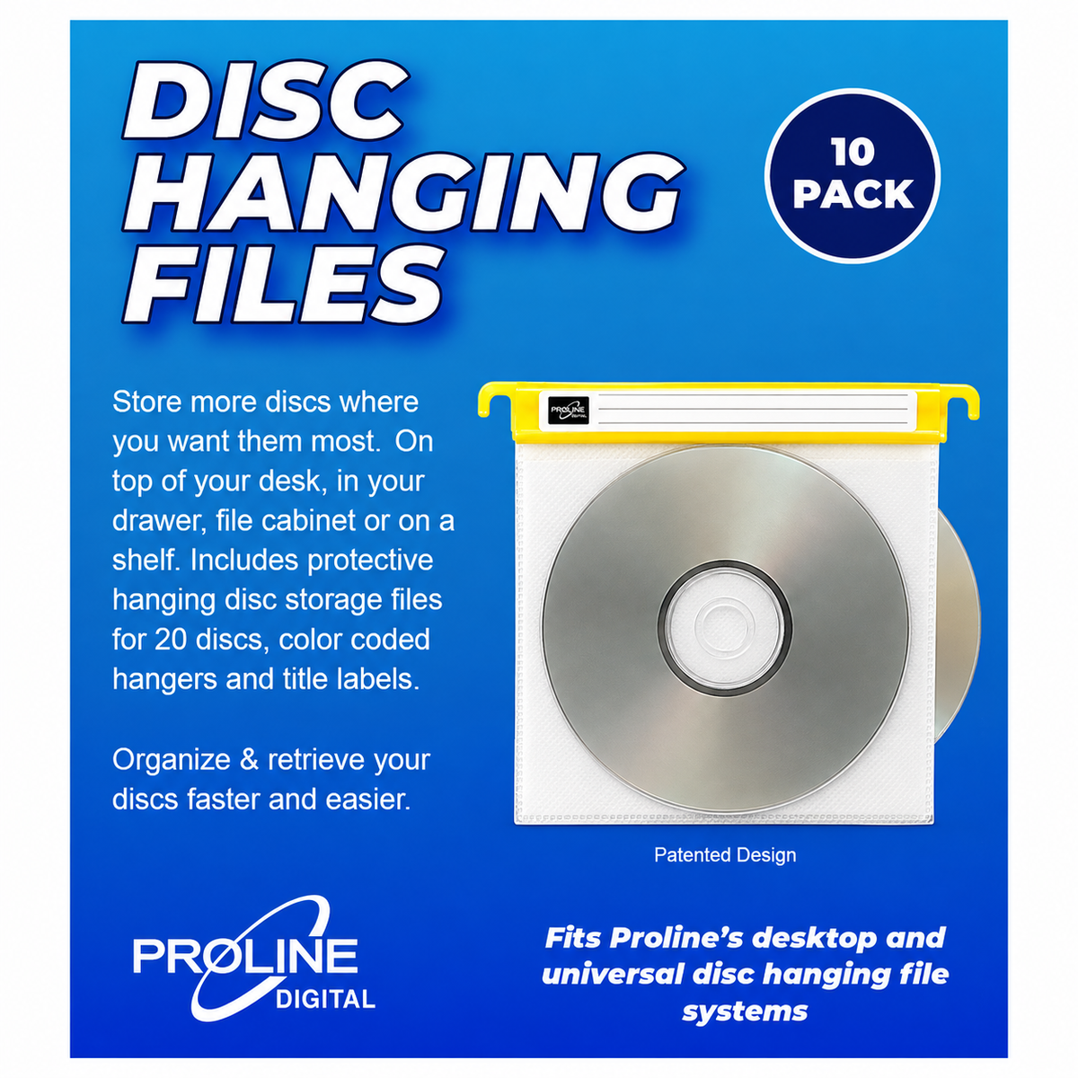 ProLine Digital Hanging Disc Storage Files | 10-Pack
